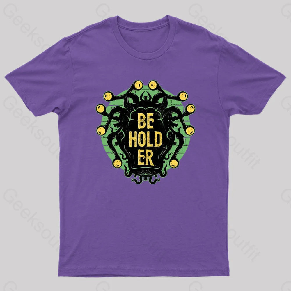 Typographic Beholder Geek T-Shirt Purple / S