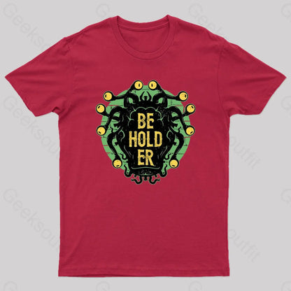 Typographic Beholder Geek T-Shirt Red / S