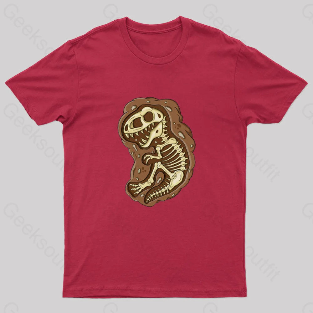 Tyrannosaurus Rex Fossil Nerd T-Shirt Red / S