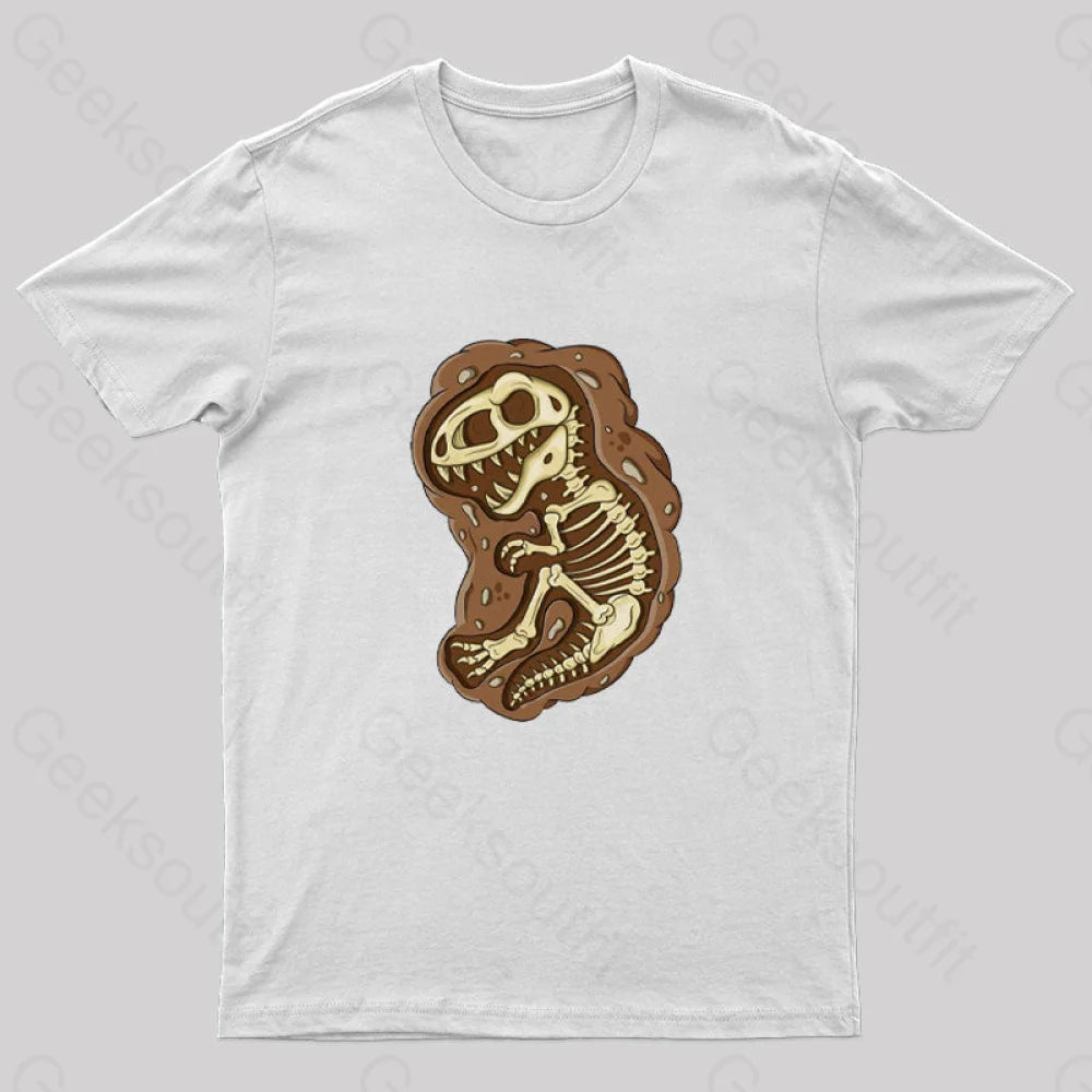 Tyrannosaurus Rex Fossil Nerd T-Shirt White / S