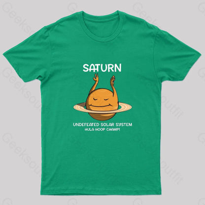 Undefeated Solar System Hula Hoop Champ! Nerd T-Shirt Green / S