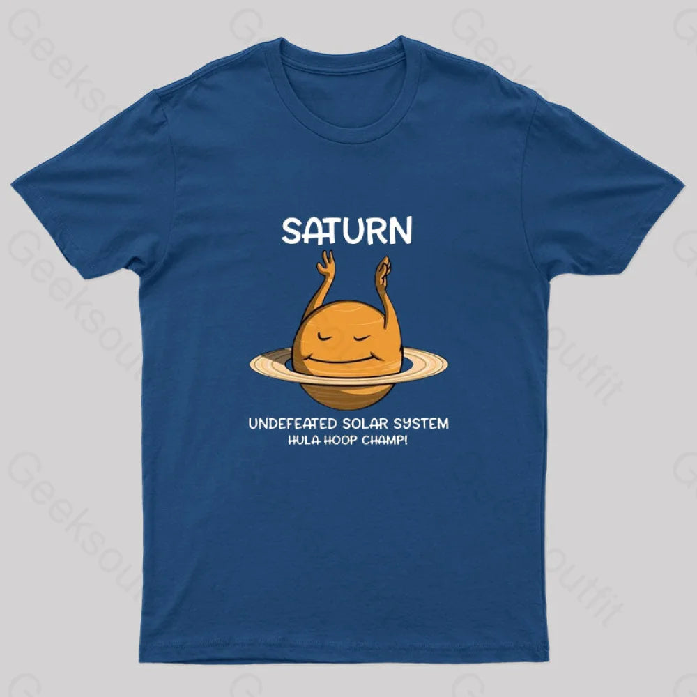 Undefeated Solar System Hula Hoop Champ! Nerd T-Shirt Navy / S