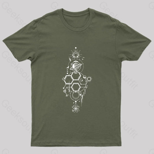 Universe Galaxy Geek T-Shirt Army Green / S