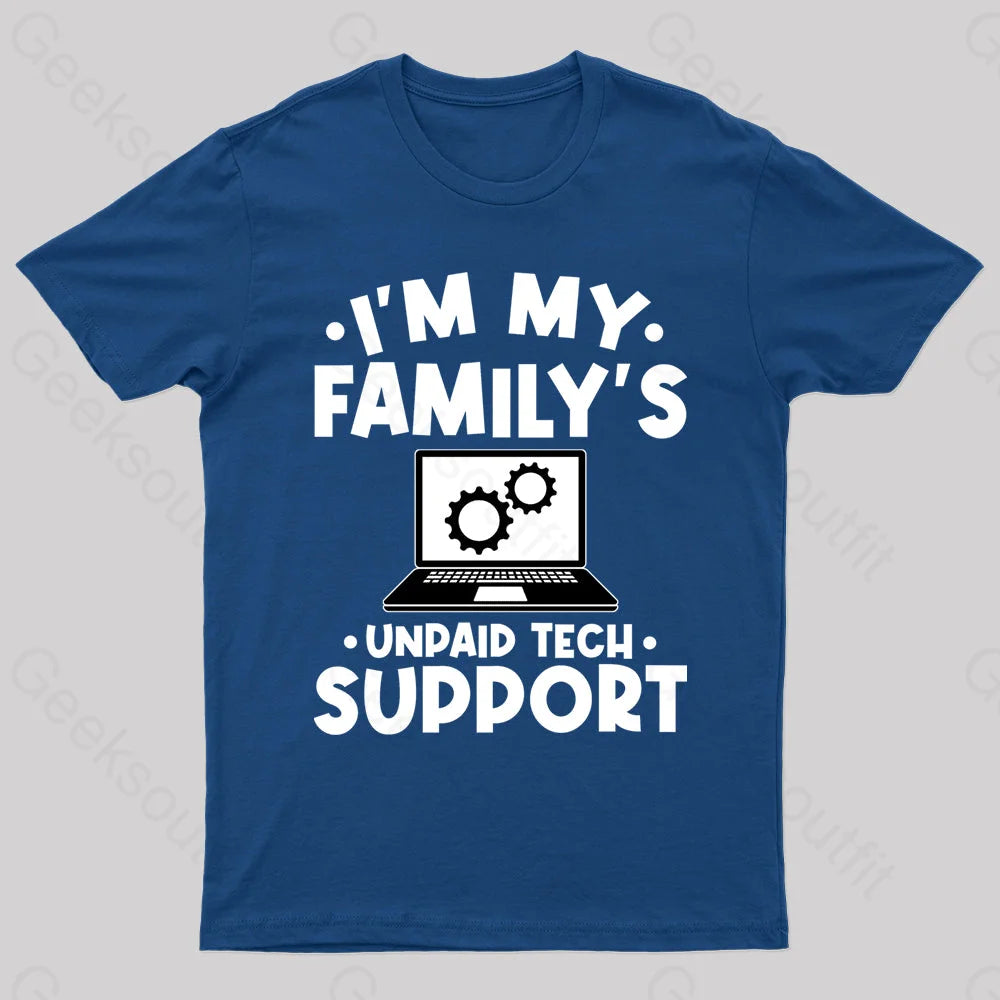 Unpaid Tech Support Geek T-Shirt Navy / S