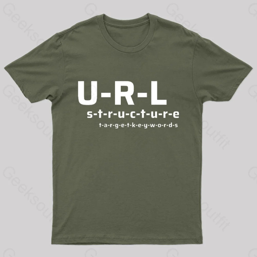 Url Structure Geek T-Shirt Army Green / S