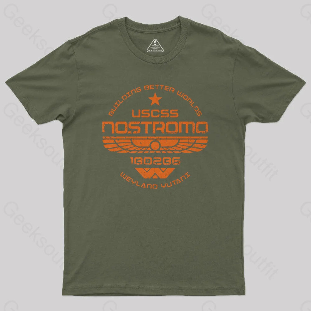 Uscss Nostromo Geek T-Shirt Army Green / S