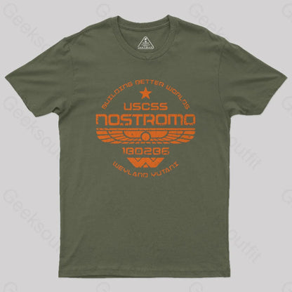 Uscss Nostromo Geek T-Shirt Army Green / S