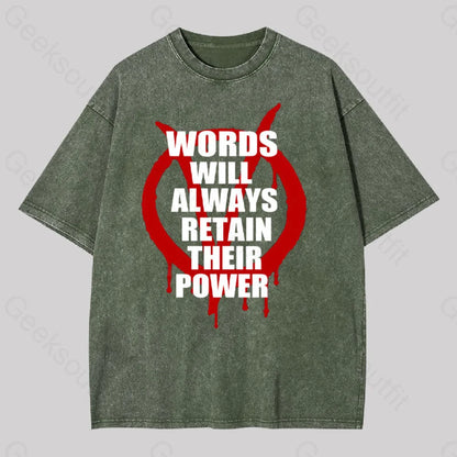 V For Vendetta Geek Washed T-Shirt Army Green / S