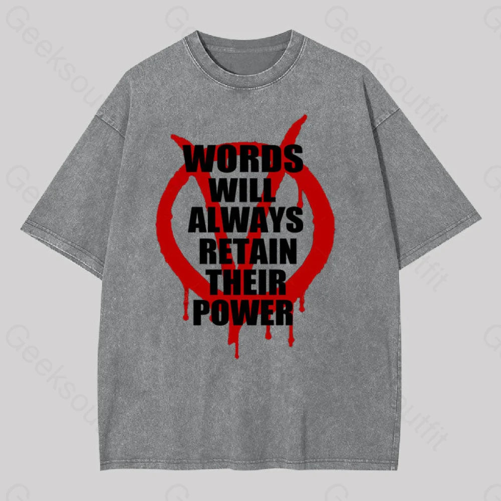 V For Vendetta Geek Washed T-Shirt Grey / S