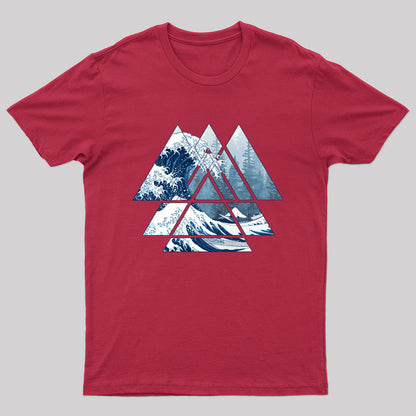 The Great Sacred Geometry Triangles - Misty Forest Wave T-Shirt