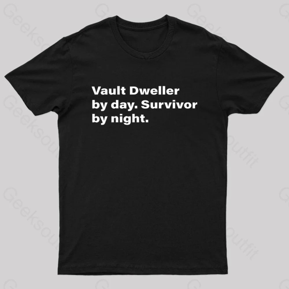 Vault Dweller Byday Survivor By Night Nerd T-Shirt Black / S