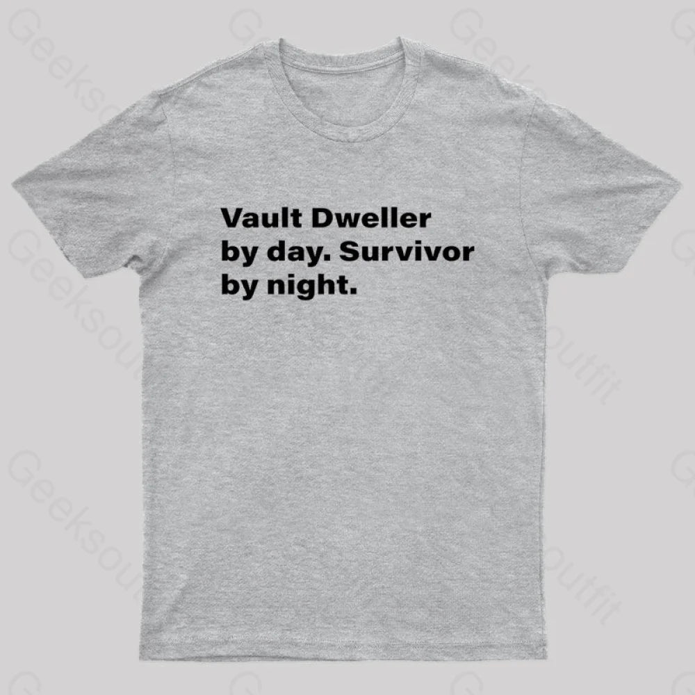 Vault Dweller Byday Survivor By Night Nerd T-Shirt Grey / S