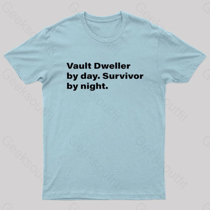 Vault Dweller Byday Survivor By Night Nerd T-Shirt Light Blue / S