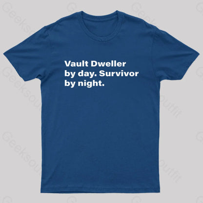 Vault Dweller Byday Survivor By Night Nerd T-Shirt Navy / S