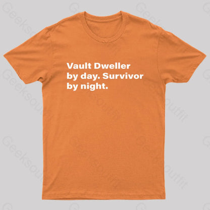 Vault Dweller Byday Survivor By Night Nerd T-Shirt Orange / S