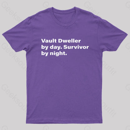 Vault Dweller Byday Survivor By Night Nerd T-Shirt Purple / S