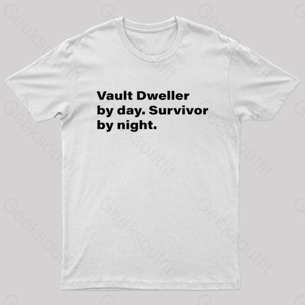 Vault Dweller Byday Survivor By Night Nerd T-Shirt White / S