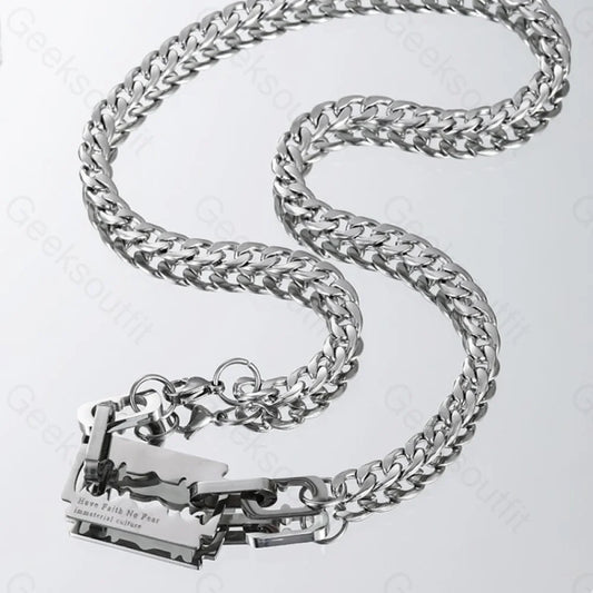 Versatile Razor Blade Patchwork Necklace