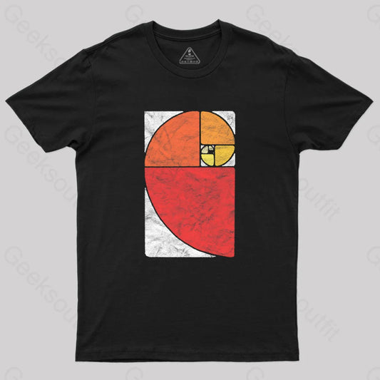 Vintage Fibonacci Sequence Golden Ratio T-Shirt Black / S