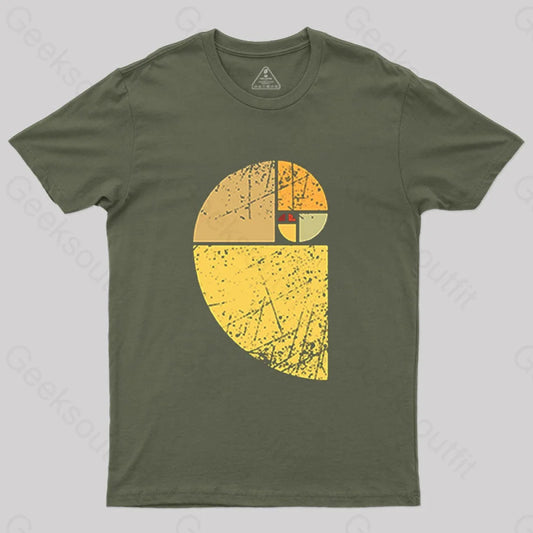 Vintage Fibonacci Spiral Science T-Shirt Army Green / S