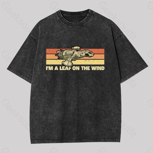 Vintage Leaf On The Wind Washed T-Shirt Black / S