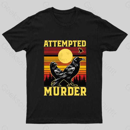 Vintage Sunset Attempted Murder Geek T-Shirt Black / S