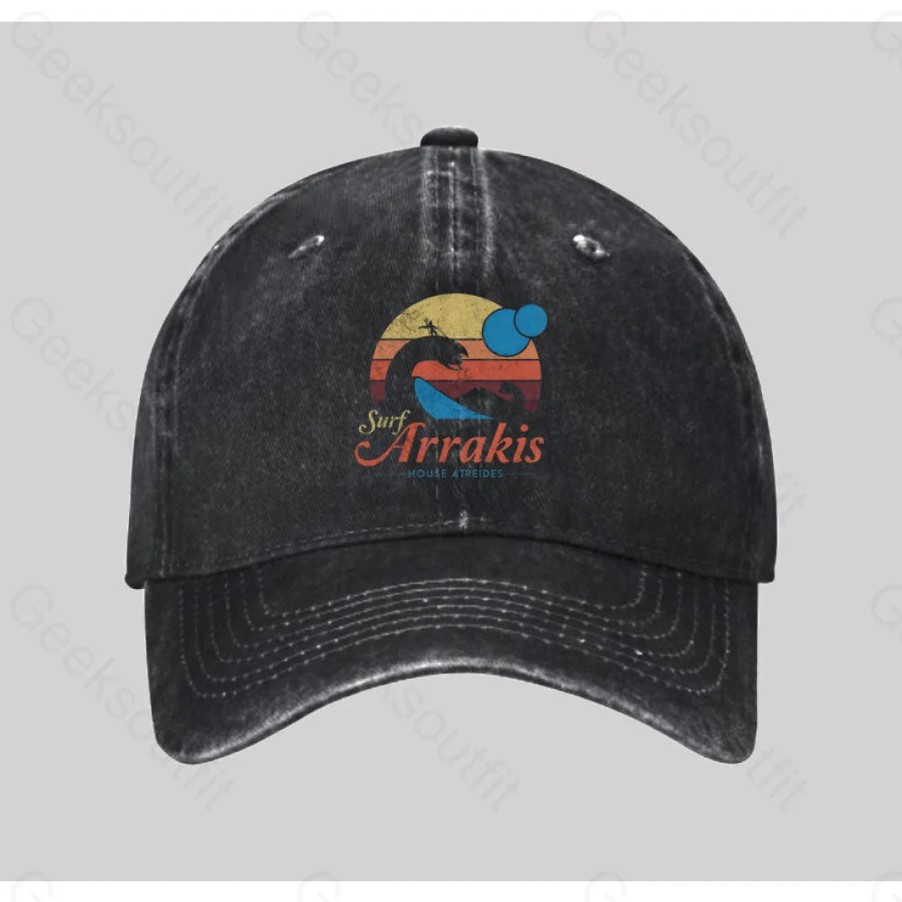 Visit Arrakis Washed Vintage Baseball Cap Black