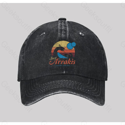 Visit Arrakis Washed Vintage Baseball Cap Black