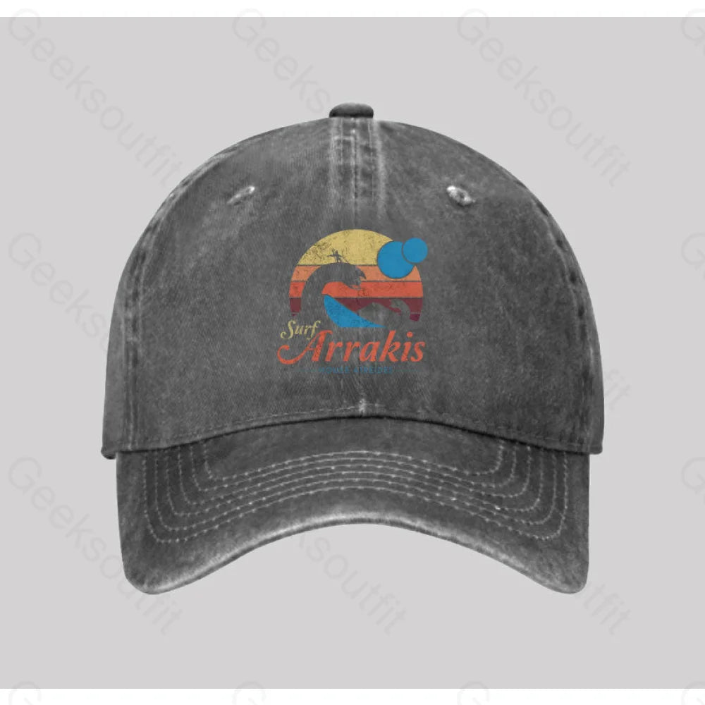 Visit Arrakis Washed Vintage Baseball Cap Grey