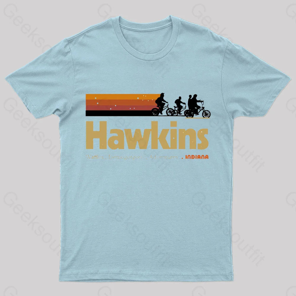 Visit Hawkins Indiana Geek T-Shirt Light Blue / S