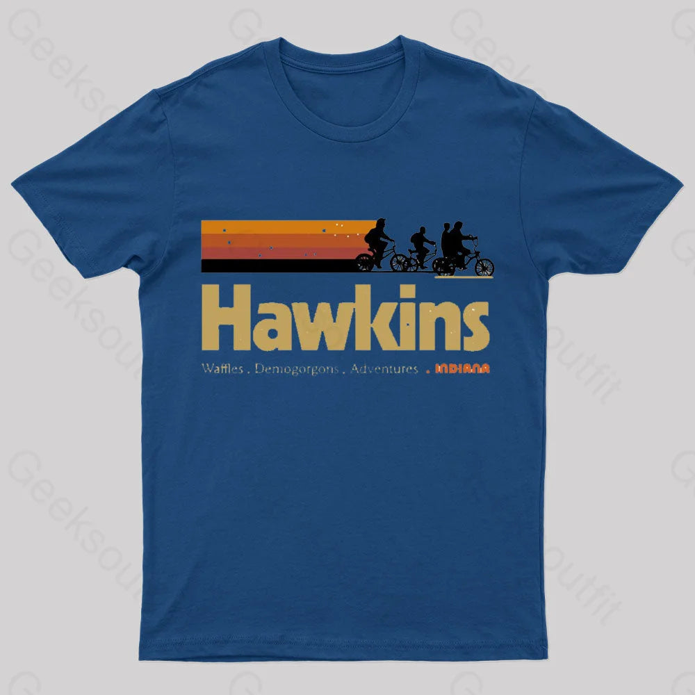 Visit Hawkins Indiana Geek T-Shirt Navy / S