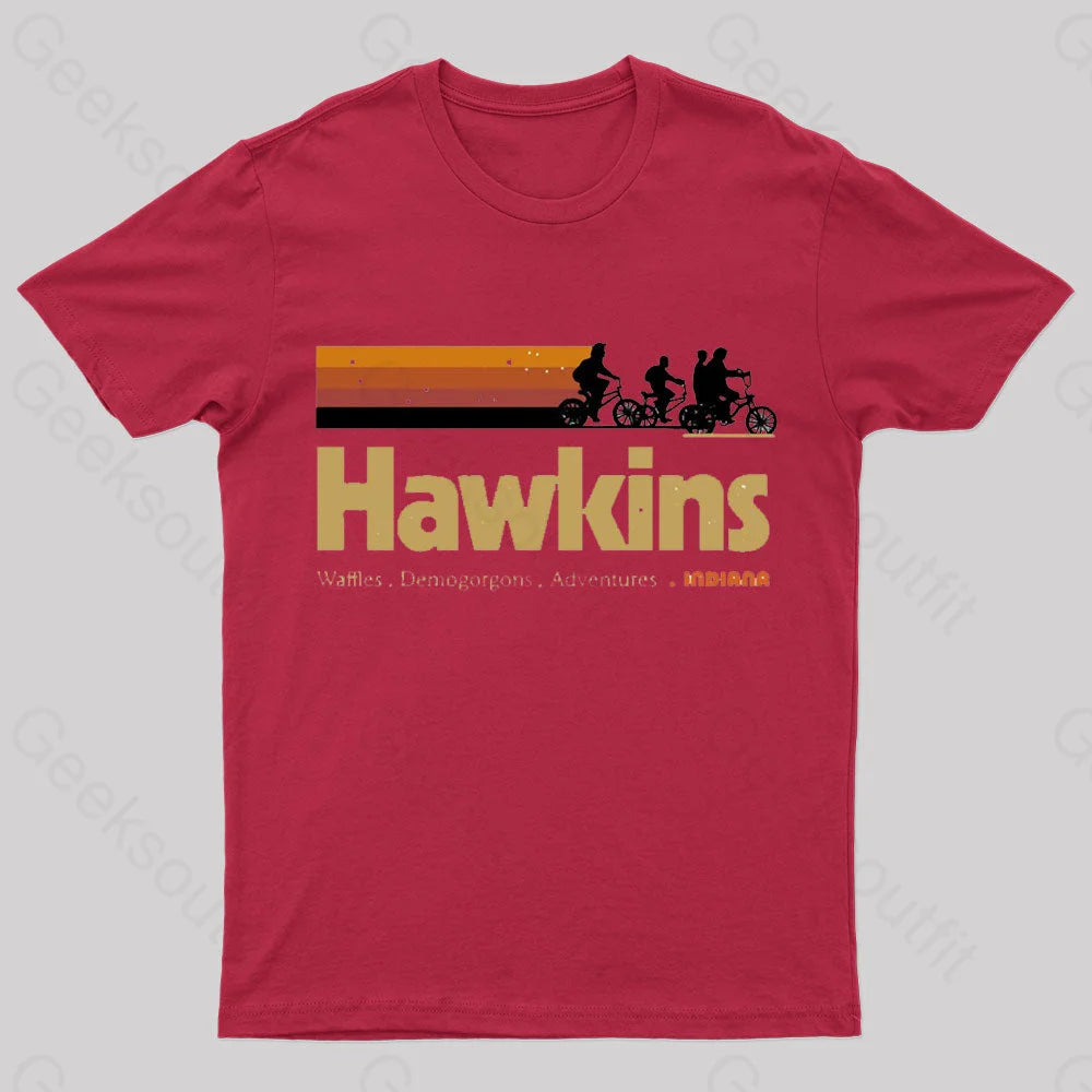 Visit Hawkins Indiana Geek T-Shirt Red / S