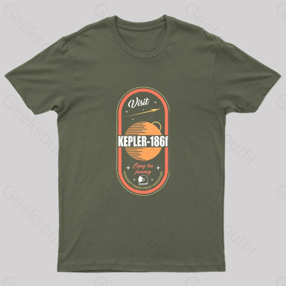 Visit Kepler 186F Nerd T-Shirt Army Green / S