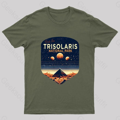 Visit The Trisolaris National Park Geek T-Shirt Army Green / S