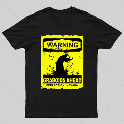 Warning Graboids Ahead Vectorized T-Shirt Black / S