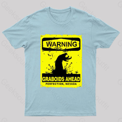 Warning Graboids Ahead Vectorized T-Shirt Light Blue / S