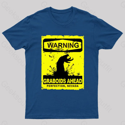 Warning Graboids Ahead Vectorized T-Shirt Navy / S