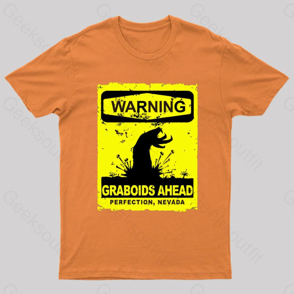 Warning Graboids Ahead Vectorized T-Shirt Orange / S