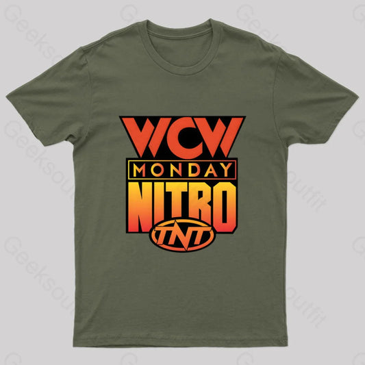 Wcw Nitro Nerd T-Shirt Army Green / S