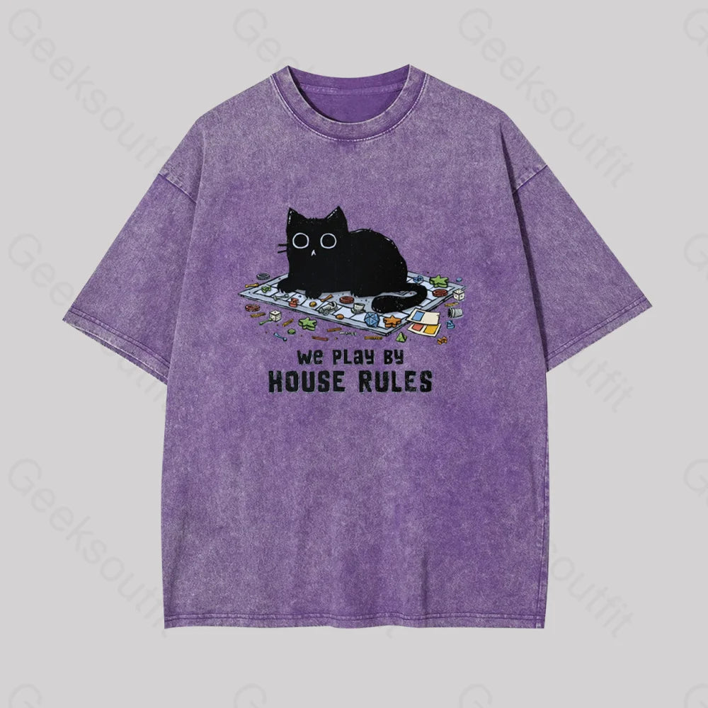 We Play By House Rules Geek Washed T-Shirt Purple / S