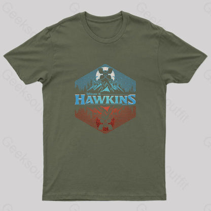 Welcome To Hawkins Nerd T-Shirt Army Green / S Yc