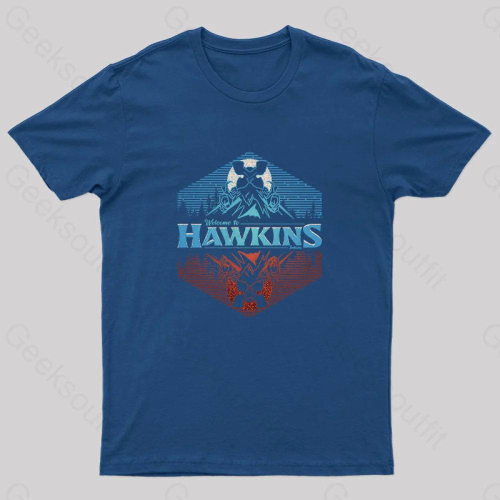 Welcome To Hawkins Nerd T-Shirt Navy / S Yc