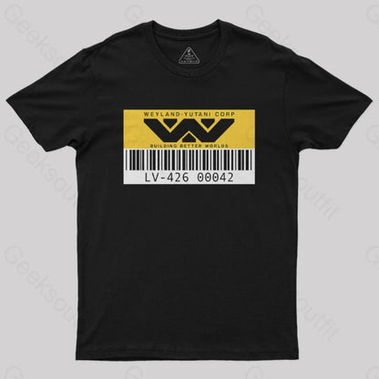 Weyland Yutani Asset Tag Geek T-Shirt Black / S