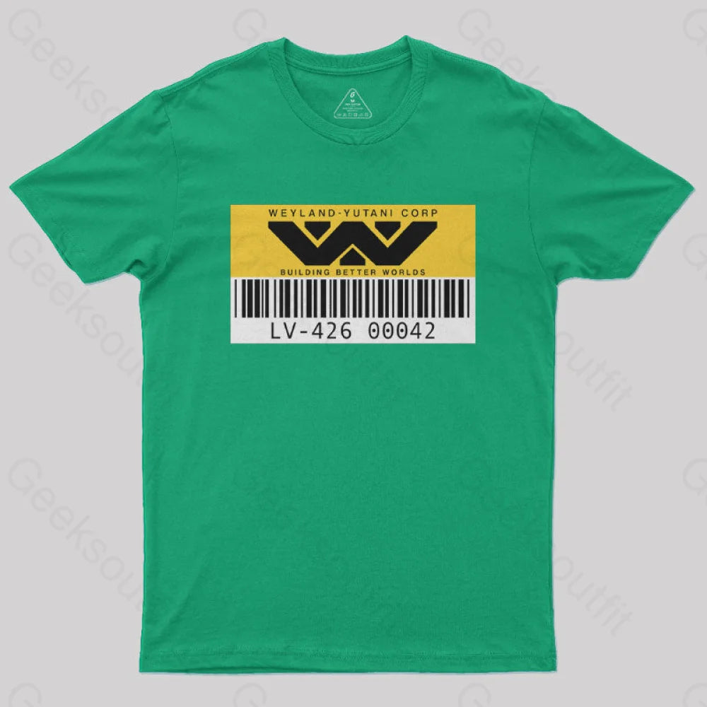 Weyland Yutani Asset Tag Geek T-Shirt Green / S