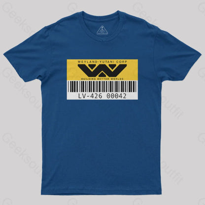 Weyland Yutani Asset Tag Geek T-Shirt Navy / S