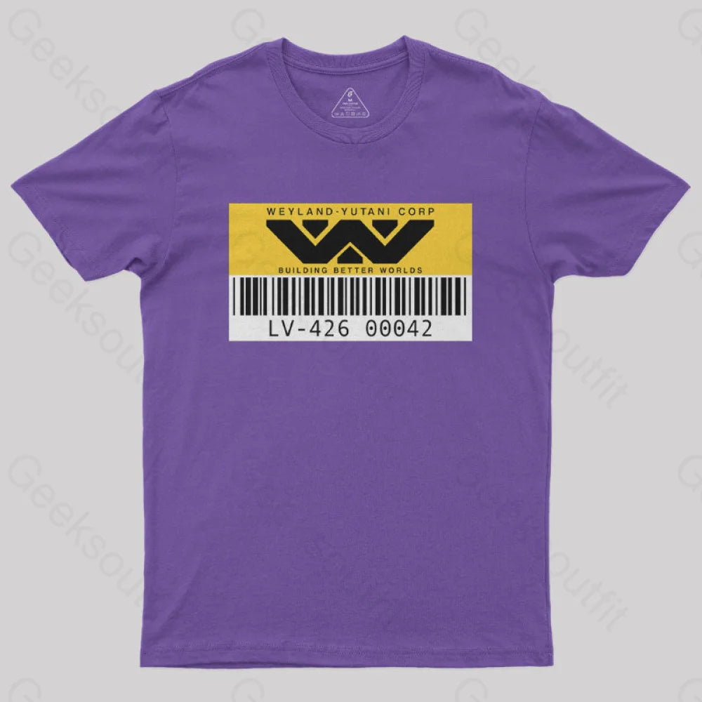 Weyland Yutani Asset Tag Geek T-Shirt Purple / S