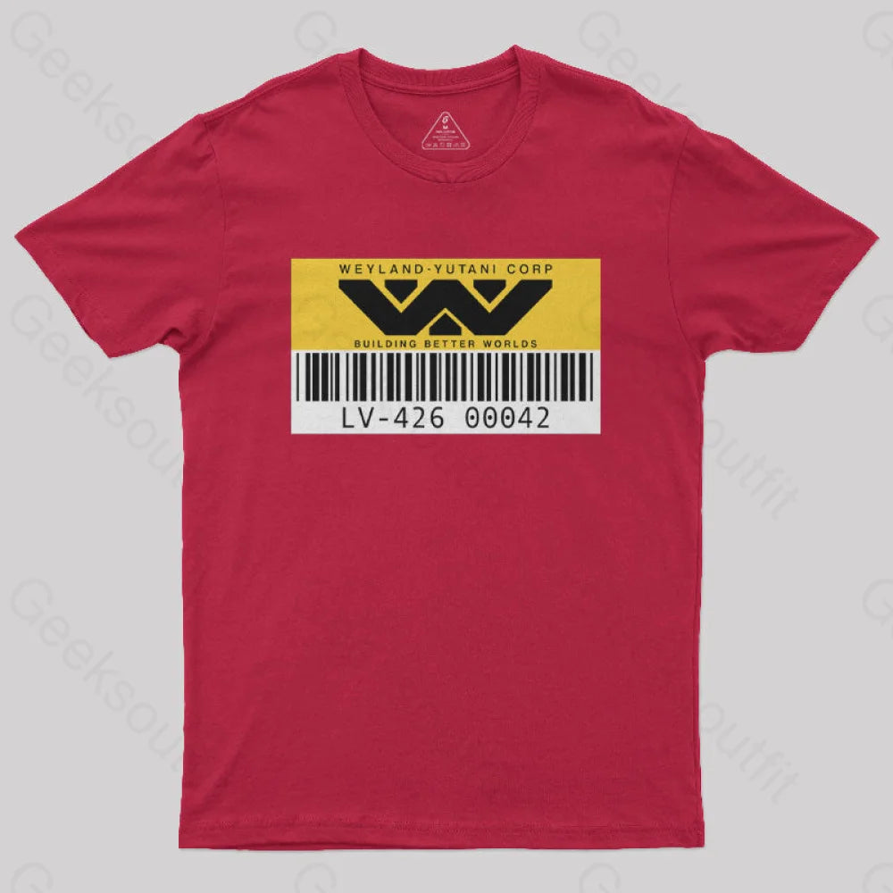 Weyland Yutani Asset Tag Geek T-Shirt Red / S