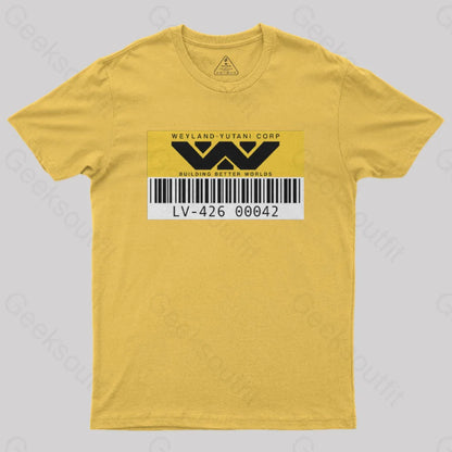 Weyland Yutani Asset Tag Geek T-Shirt Yellow / S