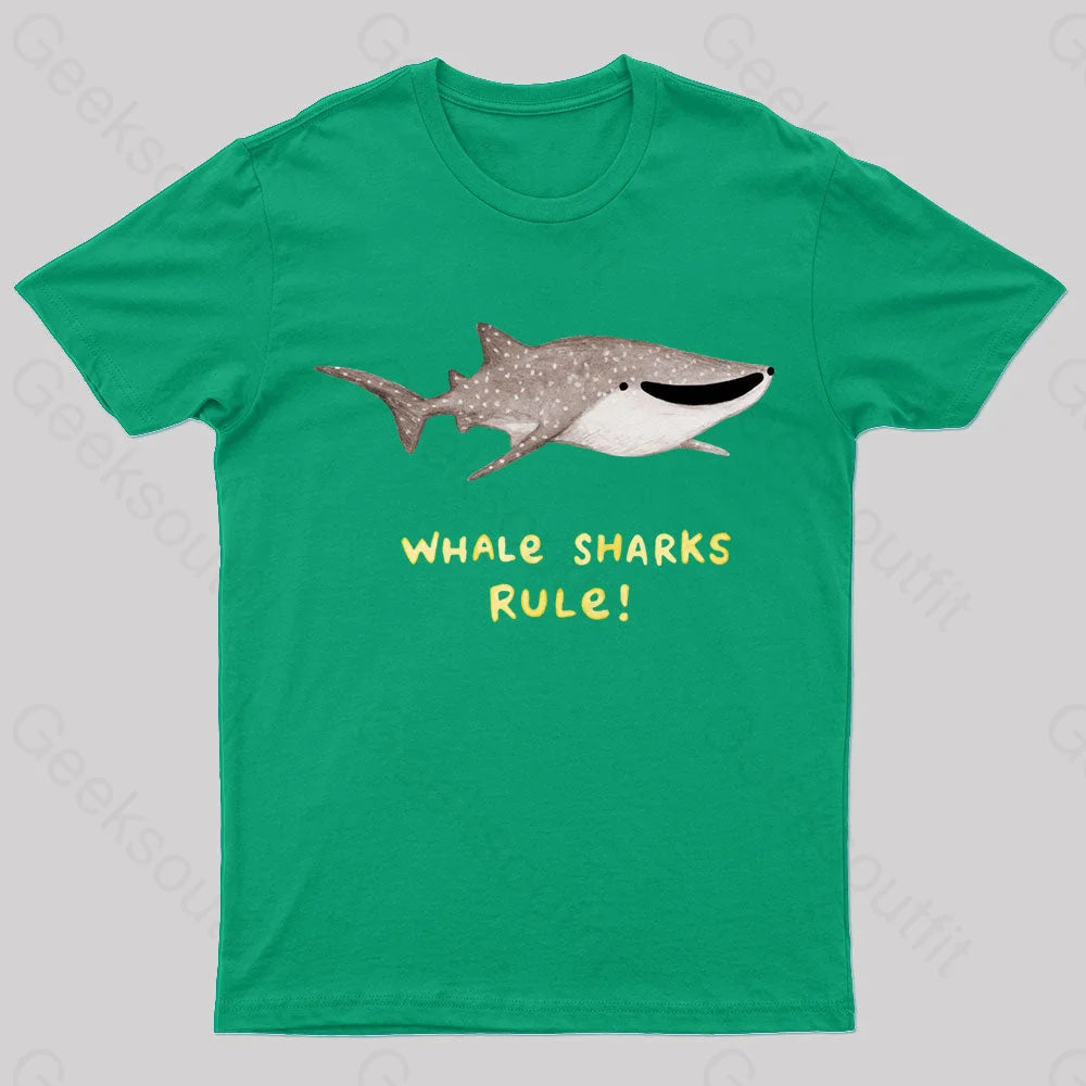 Whale Sharks Rule Geek T-Shirt Green / S