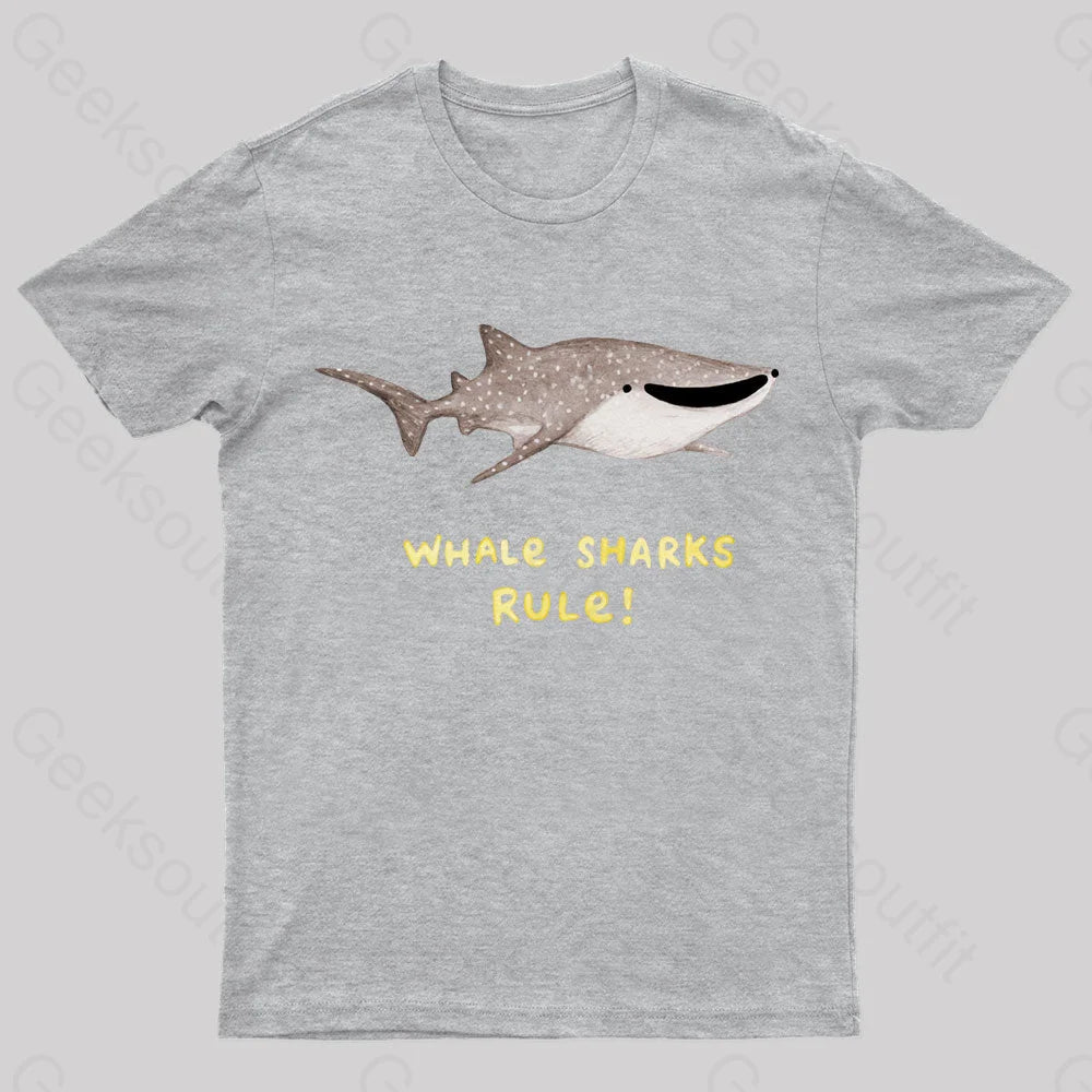 Whale Sharks Rule Geek T-Shirt Grey / S